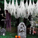 Garza decorativa fai da te in garza di Halloween, 76 x 183 cm, in cotone poliestere, casa stregata, Black Gauze, White Gauze, Beige Blood Stains Beige Blood Stains