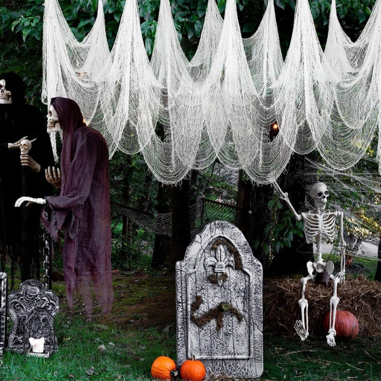 Garza decorativa fai da te in garza di Halloween, 76 x 183 cm, in cotone poliestere, casa stregata, Black Gauze, White Gauze, Beige Blood Stains Beige Blood Stains