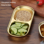 Piatto per salsa quadrato in acciaio inossidabile, piatto per condimento, stoviglie per barbecue, 1 Grid (Silver), 2 Grid (Silver), 3 Grid (Silver), 4 Grid (Silver), 1 Grid (Gold), 2 Grid (Gold), 3 Grid (Gold), 4 Grid (Gold)