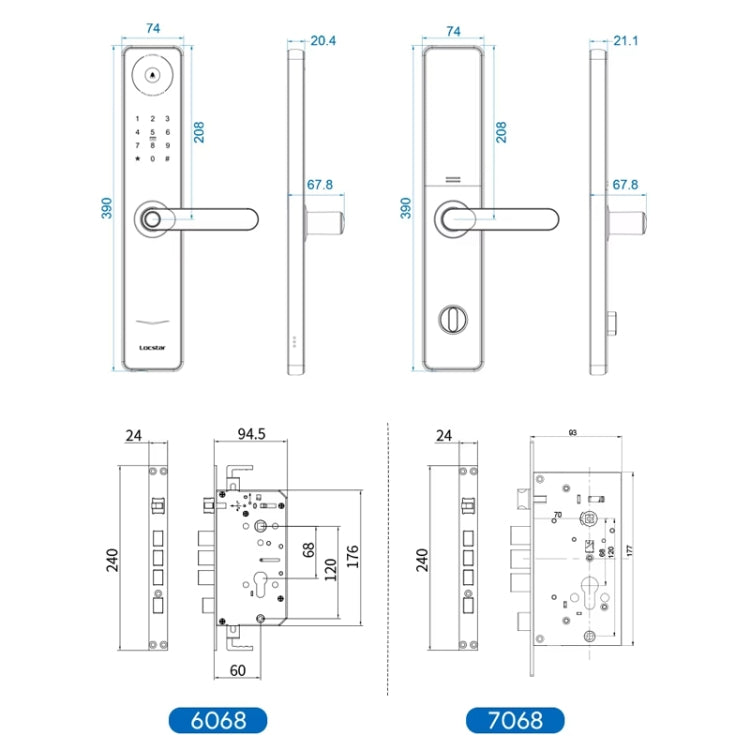 Serratura intelligente per porta con password e impronta digitale Locstar A60 con campanello, Basic Version Gray, Basic Version Gold, Tuya APP Version Gray, Tuya APP Version Gold