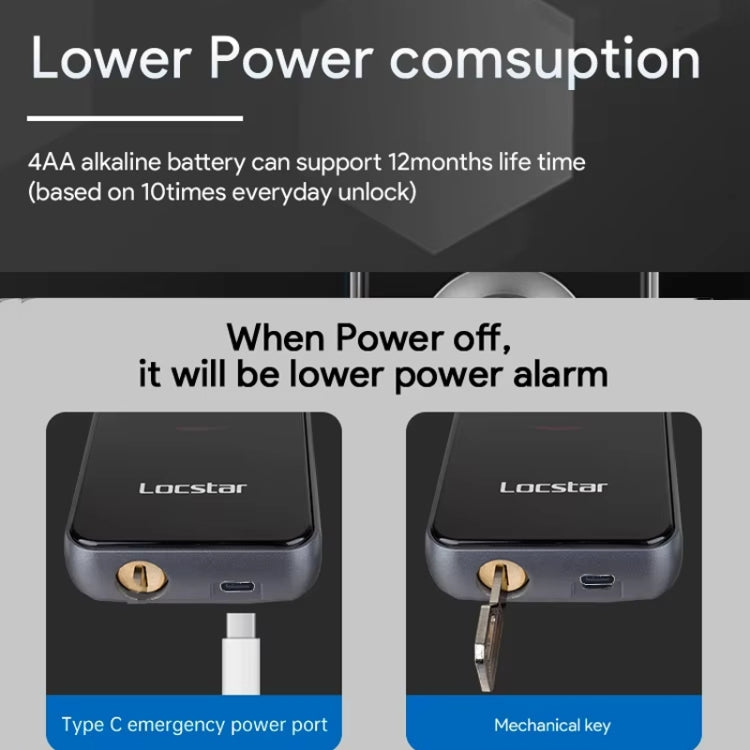 Serratura intelligente per porta con password e impronta digitale Locstar A60 con campanello, Basic Version Gray, Basic Version Gold, Tuya APP Version Gray, Tuya APP Version Gold