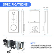 LOCSTAR C87 Blocco automatico delle impronte digitali per porta d'ingresso con password Smart Lock, C87 Black