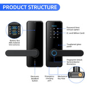 LOCSTAR C89 Blocco password intelligente per impronte digitali Blocco sistema TUYA per porta interna domestica, C89 Black, C89 Silver