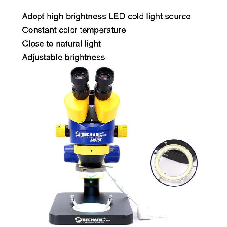 Microscopio stereo trinoculare MECHANIC MC-75TB1 con luce LED