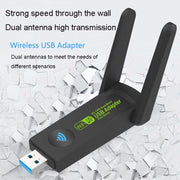 Scheda di rete wireless 1300Mbps Scheda di rete USB per computer senza driver Gigabit Dual Band 5G, 600m, 1300m