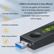 Scheda di rete wireless 1300Mbps Scheda di rete USB per computer senza driver Gigabit Dual Band 5G, 600m, 1300m