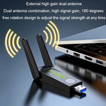 Scheda di rete wireless 1300Mbps Scheda di rete USB per computer senza driver Gigabit Dual Band 5G, 600m, 1300m