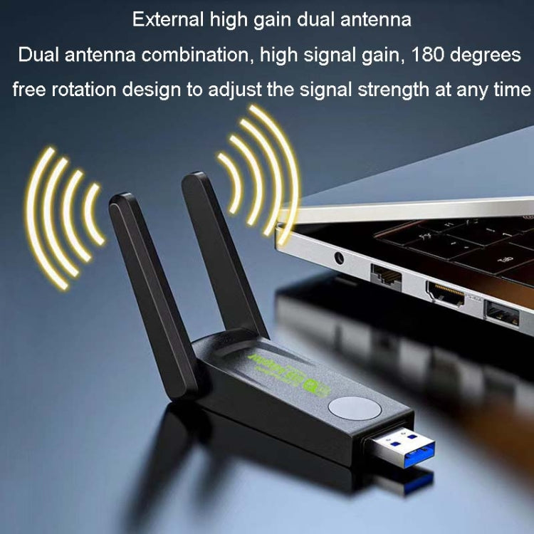 Scheda di rete wireless 1300Mbps Scheda di rete USB per computer senza driver Gigabit Dual Band 5G, 600m, 1300m