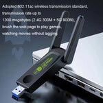 Scheda di rete wireless 1300Mbps Scheda di rete USB per computer senza driver Gigabit Dual Band 5G, 600m, 1300m