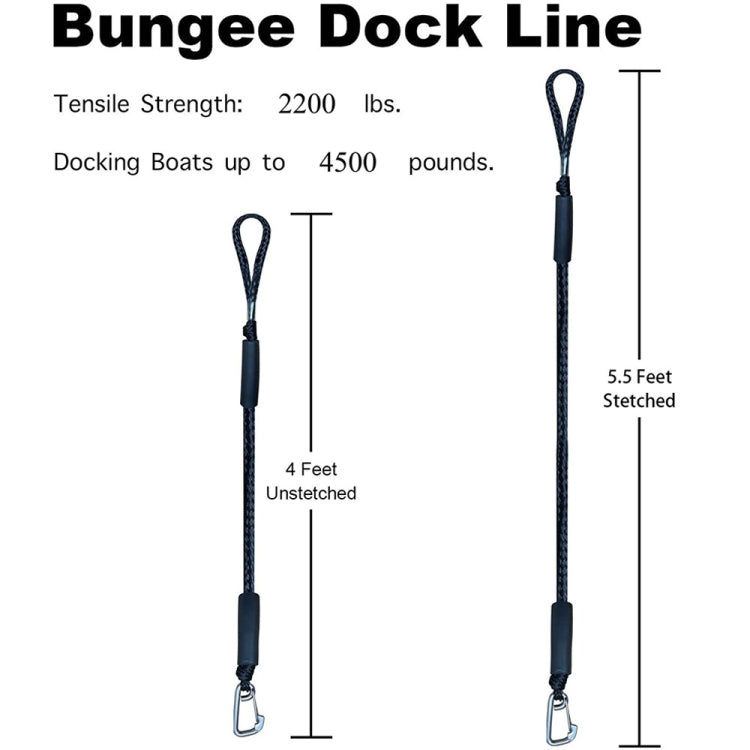 Accessori per corde per barche con morsetto in acciaio inossidabile per molo Cavo di ormeggio per kayak con buffer incorporato PWC