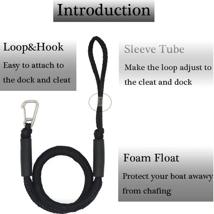 Accessori per corde per barche con morsetto in acciaio inossidabile per molo Cavo di ormeggio per kayak con buffer incorporato PWC