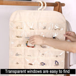 Borsa per appendere gioielli a 48 griglie Borsa per organizer per gioielli bifacciale in tessuto Mon, 48-grid