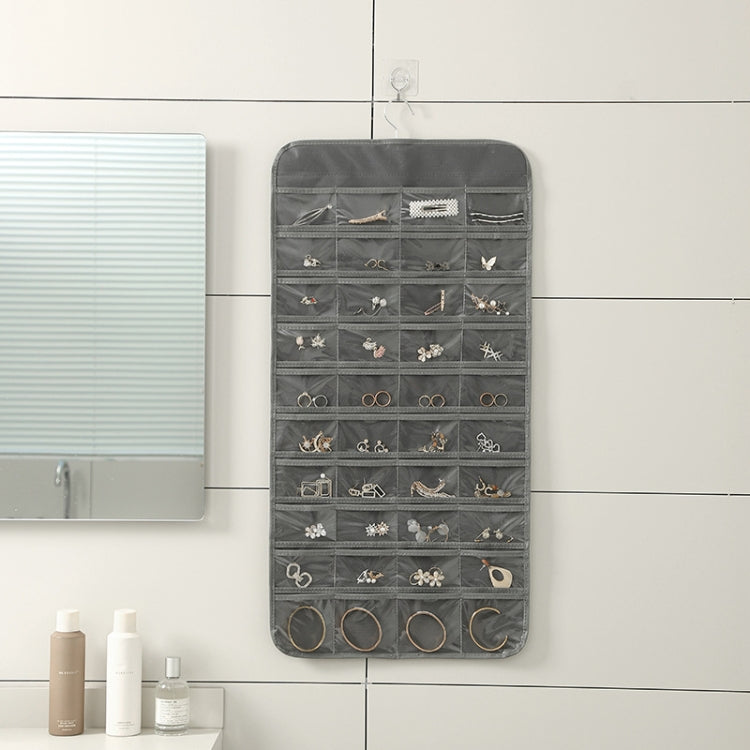 Borsa per appendere gioielli a 80 griglie Borsa per organizer per gioielli bifacciale in tessuto Mon, 80-grid