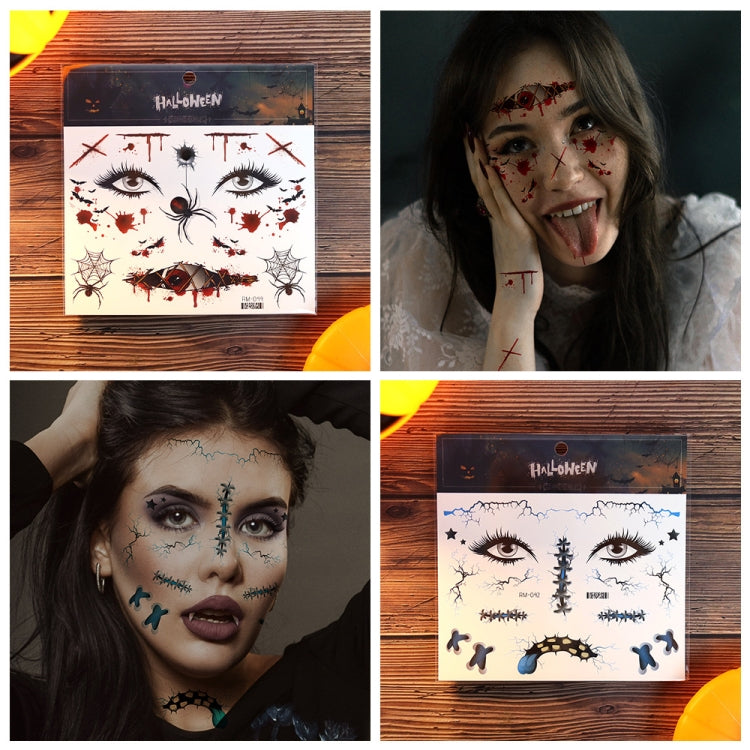 Adesivo per tatuaggio impermeabile cicatrice di Halloween Adesivi horror per il viso simulato, RM-037, RM-038, RM-039, RM-040, RM-041, RM-042, RM-043, RM-044, RM-045, RM-046