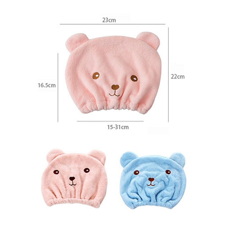 Cuffia per asciugare i capelli in velluto corallo ispessito con orso dei cartoni animati, forte turbante ad asciugatura rapida che assorbe l'acqua