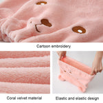 Cuffia per asciugare i capelli in velluto corallo ispessito con orso dei cartoni animati, forte turbante ad asciugatura rapida che assorbe l'acqua