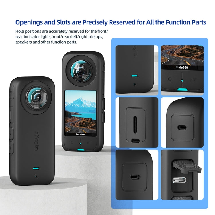 Per Insta360 X3 AMagisn Custodia protettiva in silicone per corpo, Body+Lens Case (Black), Body+Lens Case (Blue), Body Case (black), Body Case (Blue), Lens Case (Black), Lens Case (Blue)