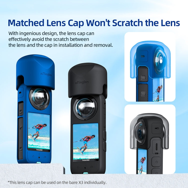 Per Insta360 X3 AMagisn Custodia protettiva in silicone per corpo, Body+Lens Case (Black), Body+Lens Case (Blue), Body Case (black), Body Case (Blue), Lens Case (Black), Lens Case (Blue)