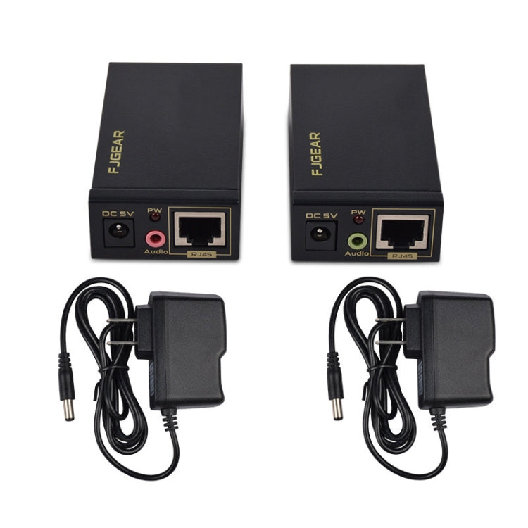 FJGEAR FJ-VEA100 Prolunga 2 in 1 Cavo singolo da VGA a RJ45 Prolunga con audio, spina europea, FJ-VEA100 EU Plug