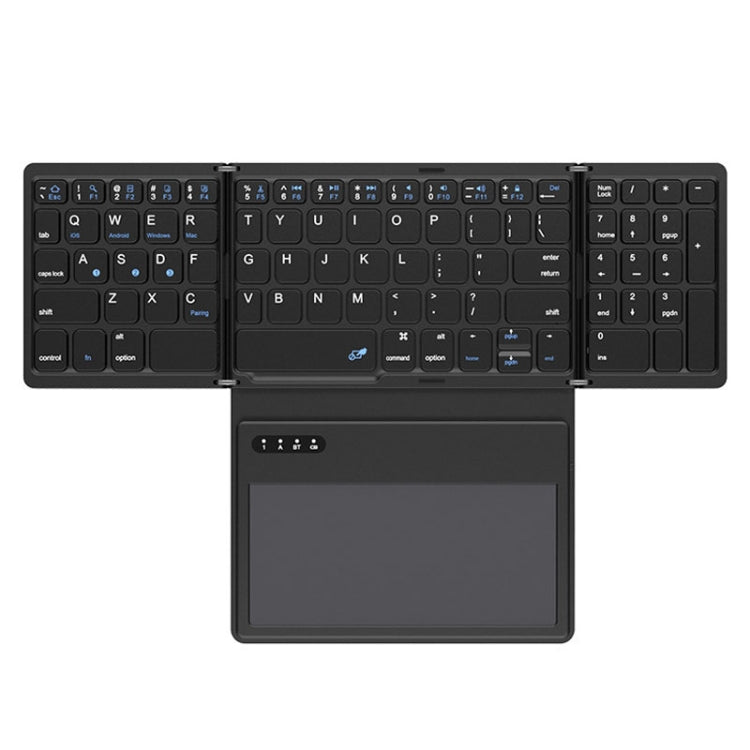 Tastiera Bluetooth wireless in pelle con tastiera universale portatile esterna multi-sistema Touch-Pad, B055 (Black)