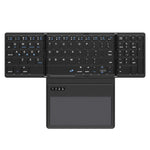 Tastiera Bluetooth wireless in pelle con tastiera universale portatile esterna multi-sistema Touch-Pad, B055 (Black)
