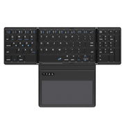 Tastiera Bluetooth wireless in pelle con tastiera universale portatile esterna multi-sistema Touch-Pad, B055 (Black)