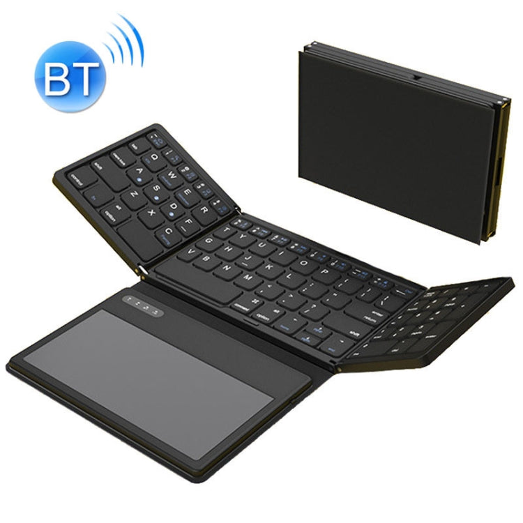Tastiera Bluetooth wireless in pelle con tastiera universale portatile esterna multi-sistema Touch-Pad, B055 (Black)