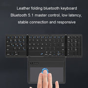 Tastiera Bluetooth wireless in pelle con tastiera universale portatile esterna multi-sistema Touch-Pad, B055 (Black)