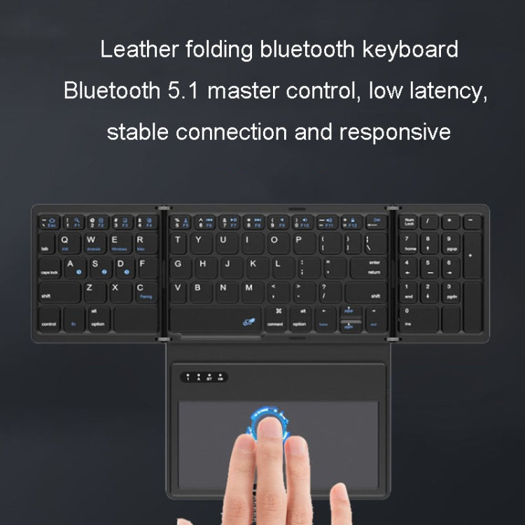 Tastiera Bluetooth wireless in pelle con tastiera universale portatile esterna multi-sistema Touch-Pad, B055 (Black)