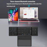 Tastiera Bluetooth wireless in pelle con tastiera universale portatile esterna multi-sistema Touch-Pad, B055 (Black)