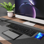 Tastiera Bluetooth wireless in pelle con tastiera universale portatile esterna multi-sistema Touch-Pad, B055 (Black)