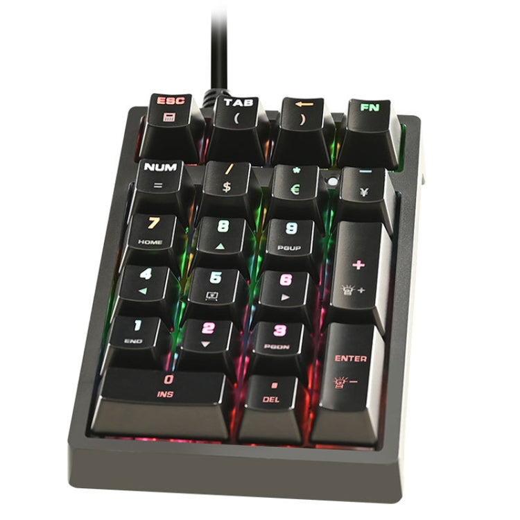 198I K21 Tastiera meccanica Dightal cablata Pulsante multifunzione Tastierino da ufficio retroilluminato RGB