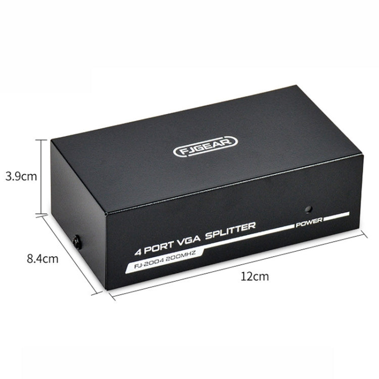 FJGEAR FJ-2004 Splitter VGA 1 ingresso 4 uscite Splitter uscita Vedio per computer, spina europea, FJ-2004 EU Plug