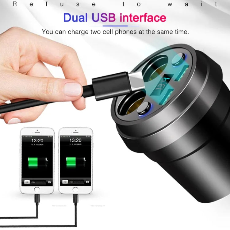 Caricatore per auto Cup Caricatore per telefono cellulare con doppio cavo USB per accendisigari