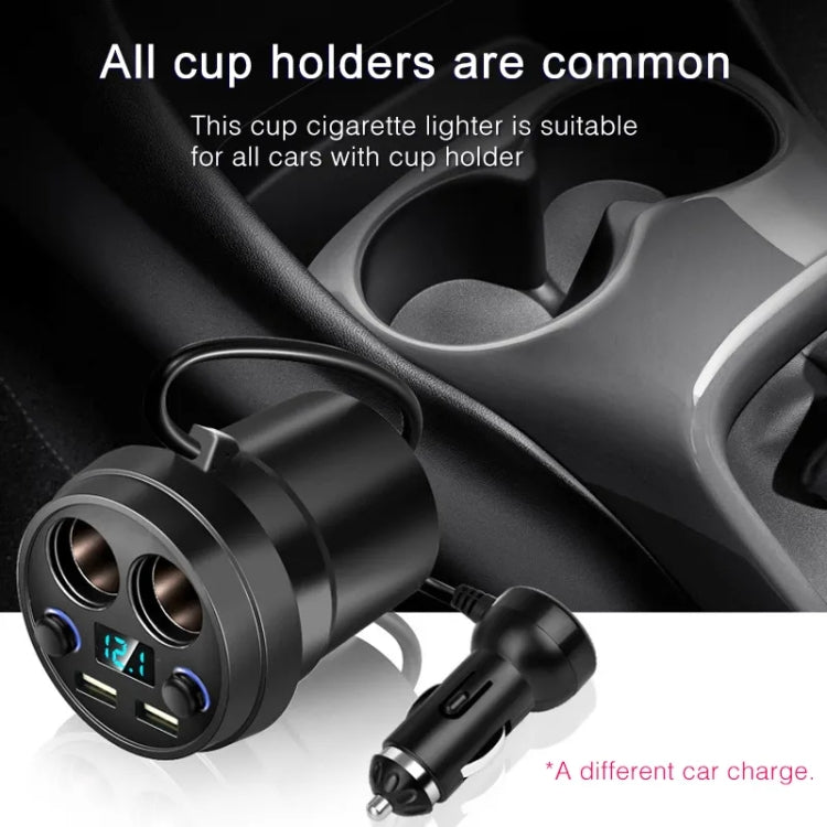 Caricatore per auto Cup Caricatore per telefono cellulare con doppio cavo USB per accendisigari
