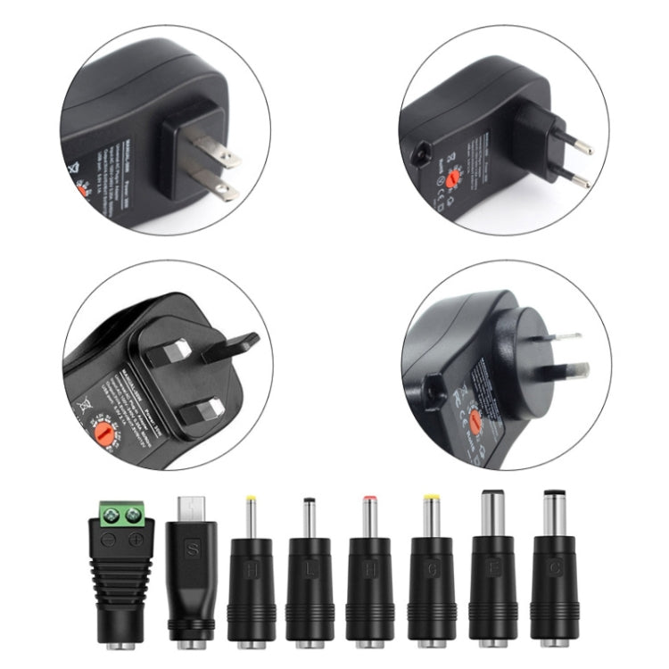 Adattatore di alimentazione regolabile con interfaccia USB da 30 W con luce LED per il monitoraggio dell'alimentazione, US Plug, EU Plug, UK Plug, AU Plug