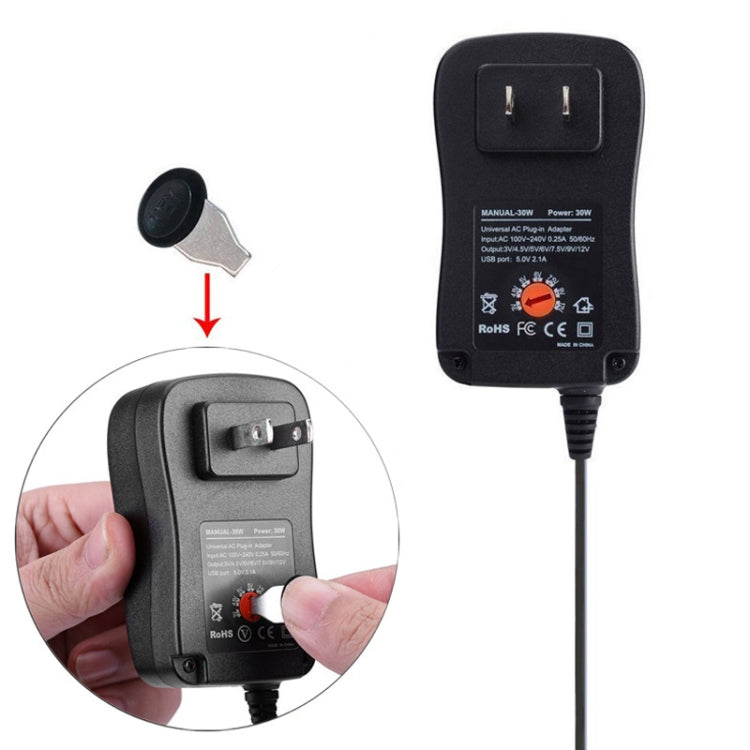 Adattatore di alimentazione regolabile con interfaccia USB da 30 W con luce LED per il monitoraggio dell'alimentazione, US Plug, EU Plug, UK Plug, AU Plug