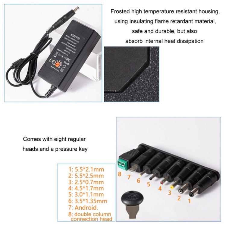 Caricatore adattatore di alimentazione CC regolabile 3A da 65 W 6-20 V, US Plug, EU Plug, UK Plug Small, AU Plug, UK Plug Large