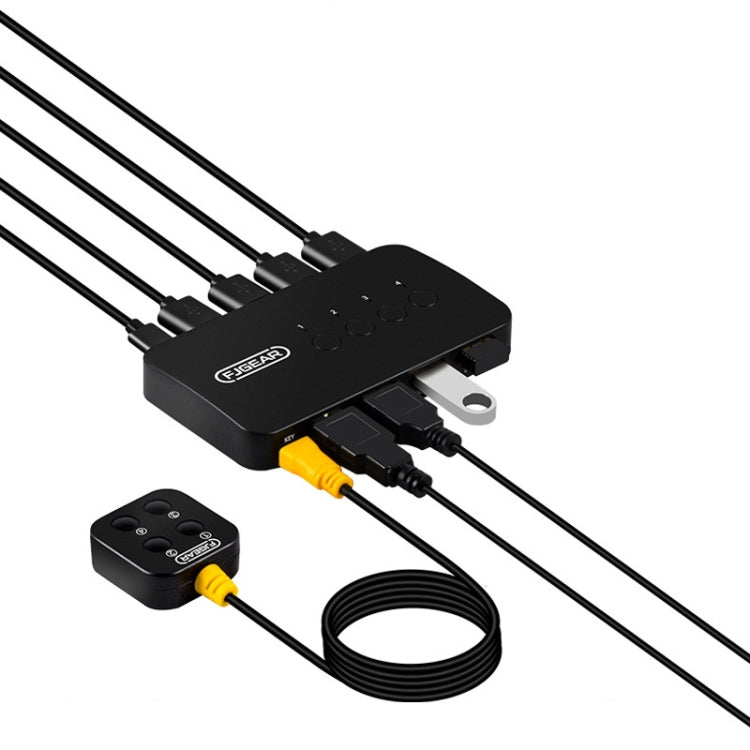 FJGEAR FJ-U404 Switcher di condivisione USB 2.0 4 ingressi 4 uscite con controller, J-U404