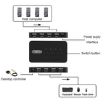 FJGEAR FJ-U404 Switcher di condivisione USB 2.0 4 ingressi 4 uscite con controller, J-U404