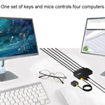 FJGEAR FJ-U404 Switcher di condivisione USB 2.0 4 ingressi 4 uscite con controller, J-U404