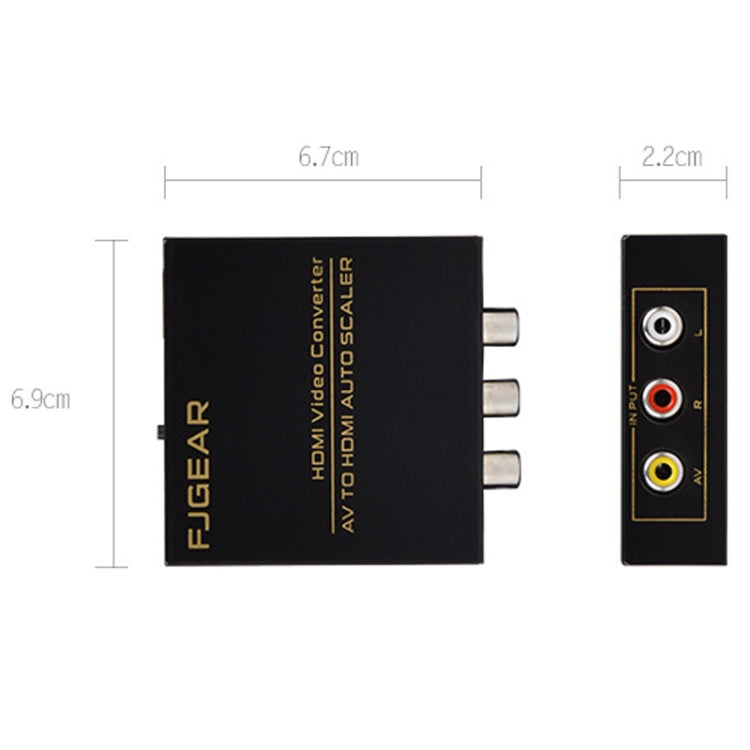 FJGEAR FJ-AH1308 Convertitore AV a HDMI con ridimensionamento automatico, FJ-AH1308