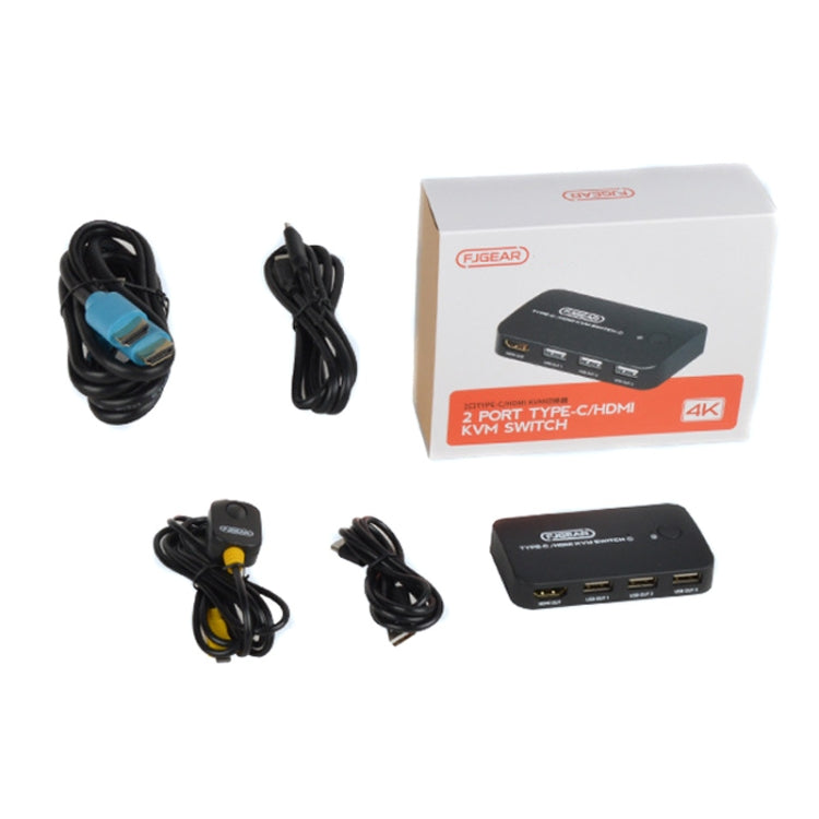 Switch KVM tipo C / HDMI FJGEAR FJ-TYH201 con controller desktop, FJ-TYH201