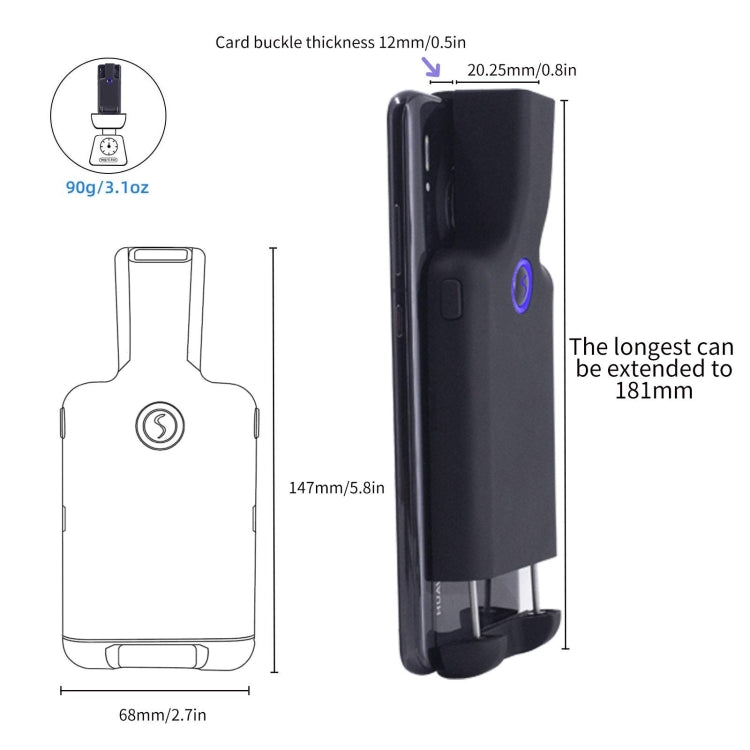 Lettore codici a barre Bluetooth 2D con clip posteriore