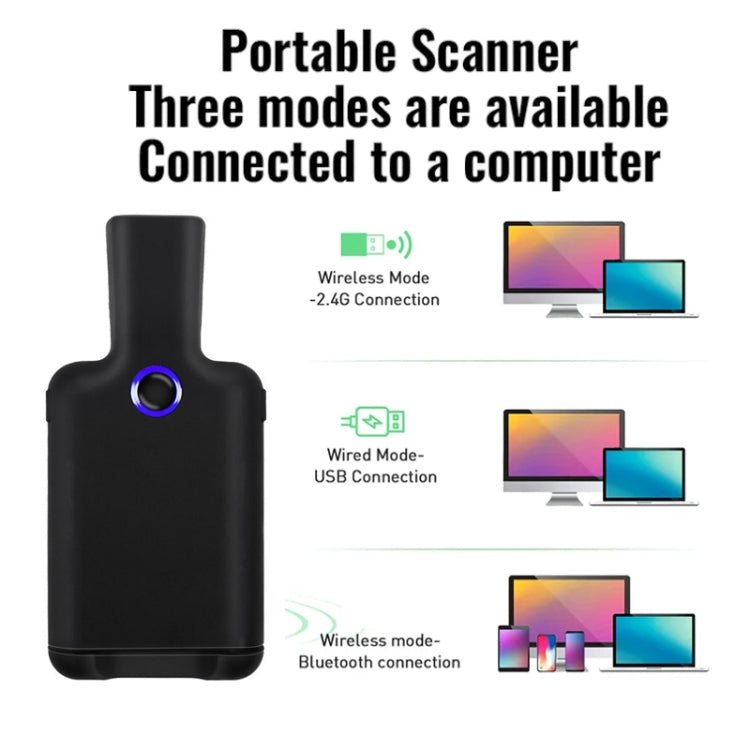 Lettore di codici a barre per telefono con clip posteriore wireless per scanner di codici a barre Bluetooth 2D HC101D, 2D Middle, 2D Side