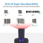 Lettore di codici a barre per telefono con clip posteriore wireless per scanner di codici a barre Bluetooth 2D HC101D, 2D Middle, 2D Side