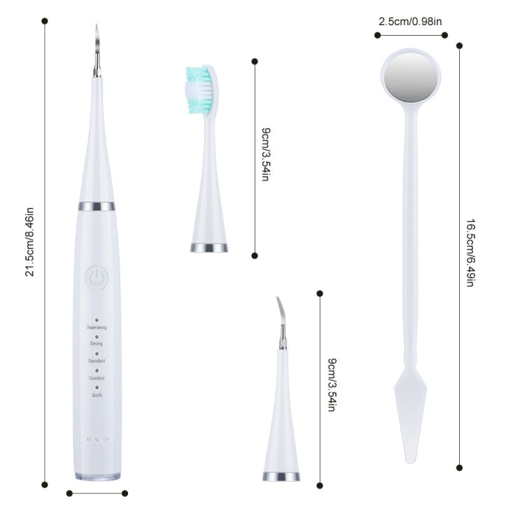 Set per la pulizia dei denti per la rimozione del tartaro elettrico 6 in 1, White Basic, White Exclusive, Black Basic, Black Exclusive, Green Basic, Green Exclusive, 5pcs Toothbrush Head White, 5pcs Toothbrush Head Black, 5pcs Toothbrush Head Green