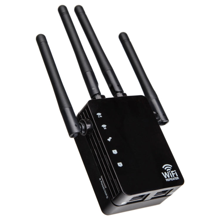 Ripetitore WiFi Range Extender WiFi 5G/2.4G 1200Mbps con 2 porte Ethernet, US Plug Black, EU Plug White, EU Plug Black, US Plug White