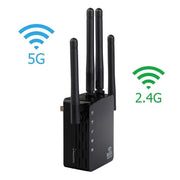 Ripetitore WiFi Range Extender WiFi 5G/2.4G 1200Mbps con 2 porte Ethernet, US Plug Black, EU Plug White, EU Plug Black, US Plug White