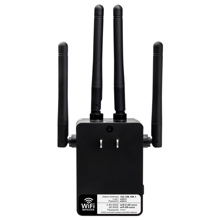 Ripetitore WiFi Range Extender WiFi 5G/2.4G 1200Mbps con 2 porte Ethernet, US Plug Black, EU Plug White, EU Plug Black, US Plug White